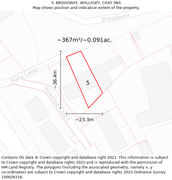 5, BROADWAY, WALLASEY, CH45 3NA: Plot and title map