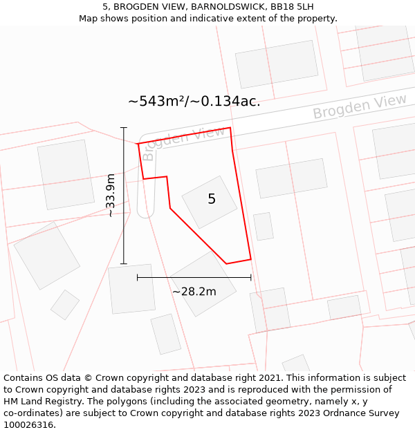 5, BROGDEN VIEW, BARNOLDSWICK, BB18 5LH: Plot and title map