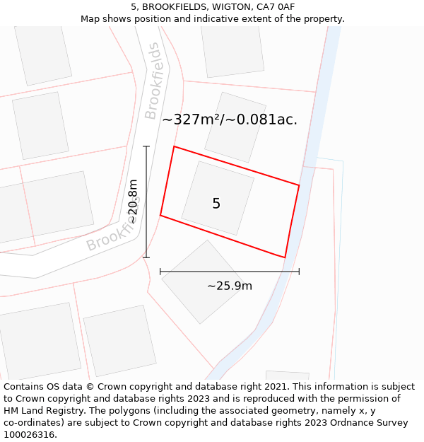 5, BROOKFIELDS, WIGTON, CA7 0AF: Plot and title map