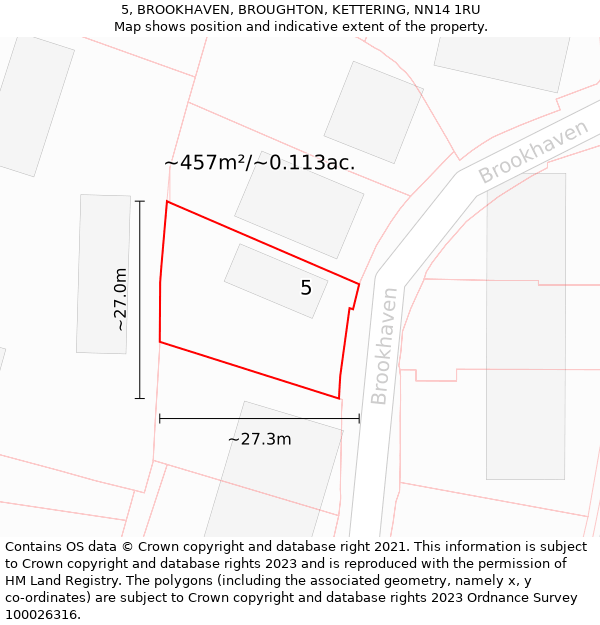 5, BROOKHAVEN, BROUGHTON, KETTERING, NN14 1RU: Plot and title map