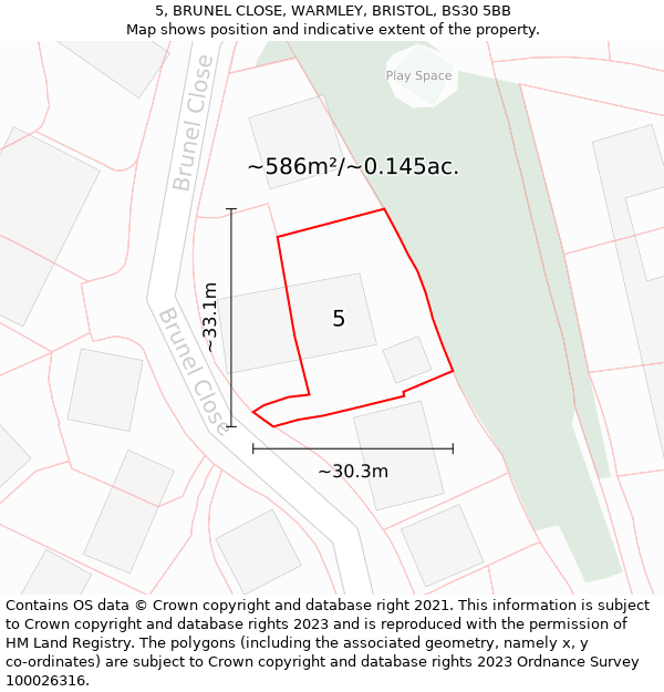 5, BRUNEL CLOSE, WARMLEY, BRISTOL, BS30 5BB: Plot and title map