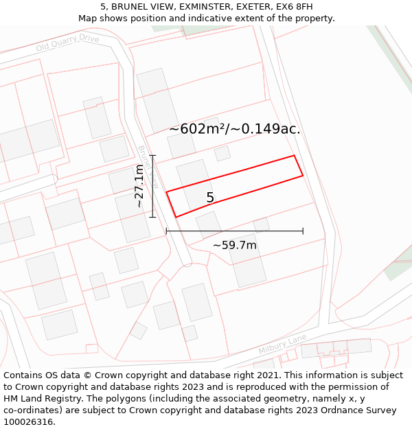 5, BRUNEL VIEW, EXMINSTER, EXETER, EX6 8FH: Plot and title map