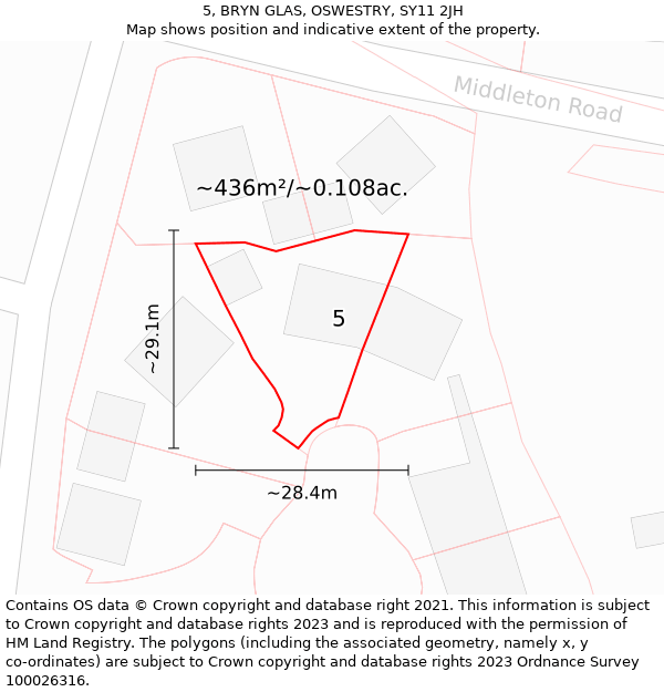 5, BRYN GLAS, OSWESTRY, SY11 2JH: Plot and title map