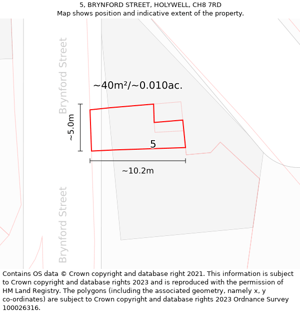 5, BRYNFORD STREET, HOLYWELL, CH8 7RD: Plot and title map