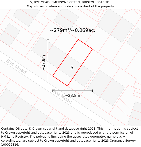 5, BYE MEAD, EMERSONS GREEN, BRISTOL, BS16 7DL: Plot and title map