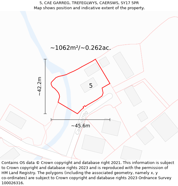 5, CAE GARREG, TREFEGLWYS, CAERSWS, SY17 5PR: Plot and title map