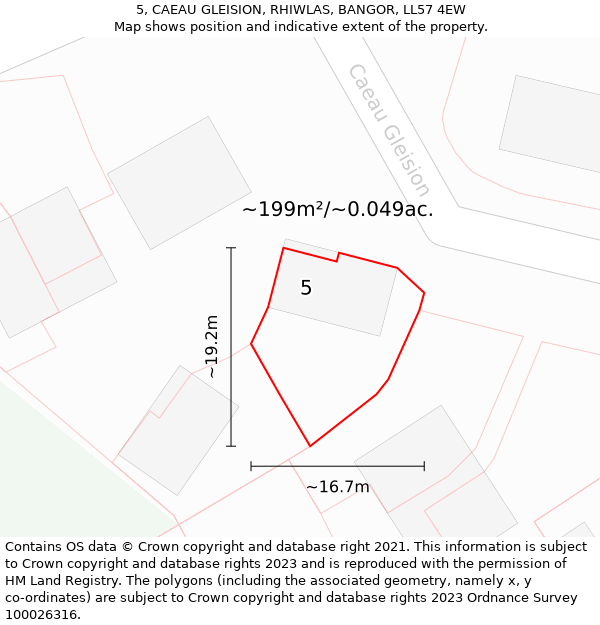 5, CAEAU GLEISION, RHIWLAS, BANGOR, LL57 4EW: Plot and title map