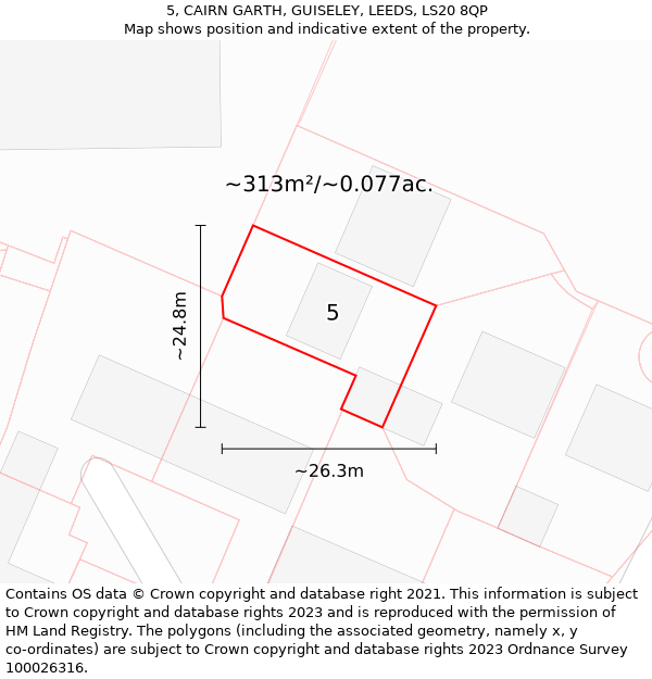 5, CAIRN GARTH, GUISELEY, LEEDS, LS20 8QP: Plot and title map