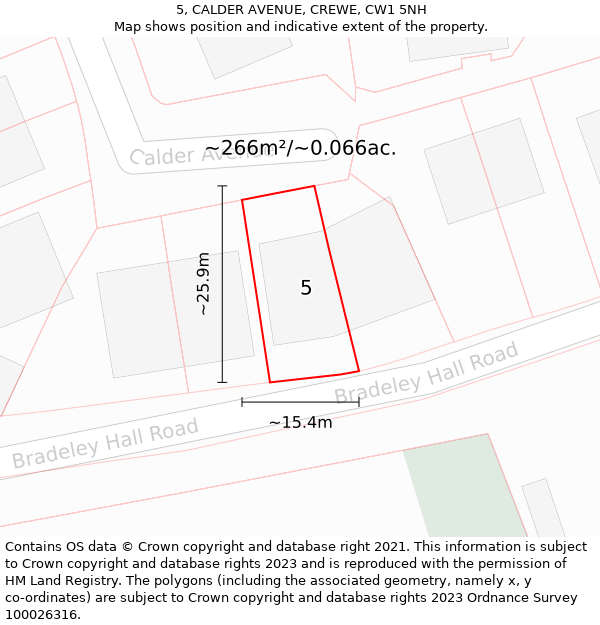 5, CALDER AVENUE, CREWE, CW1 5NH: Plot and title map