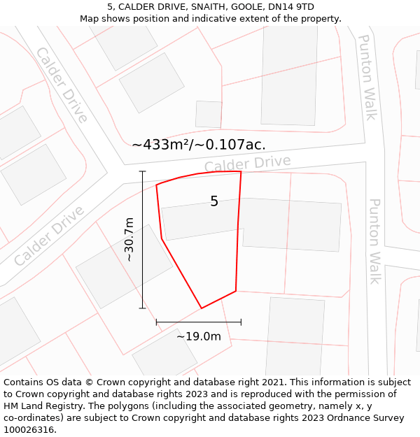 5, CALDER DRIVE, SNAITH, GOOLE, DN14 9TD: Plot and title map