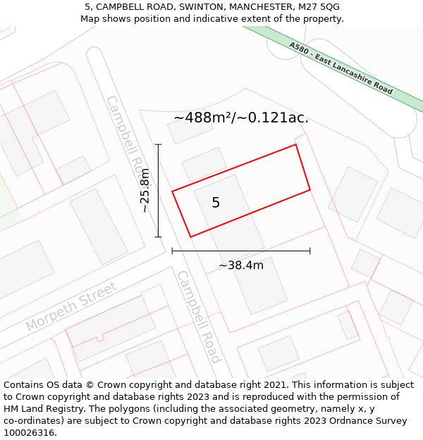 5, CAMPBELL ROAD, SWINTON, MANCHESTER, M27 5QG: Plot and title map