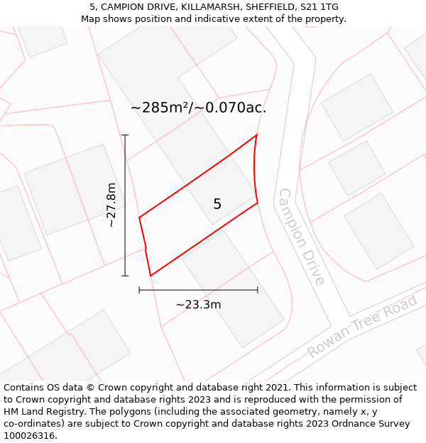 5, CAMPION DRIVE, KILLAMARSH, SHEFFIELD, S21 1TG: Plot and title map