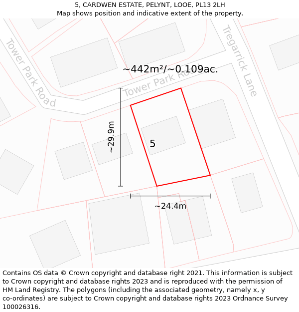 5, CARDWEN ESTATE, PELYNT, LOOE, PL13 2LH: Plot and title map