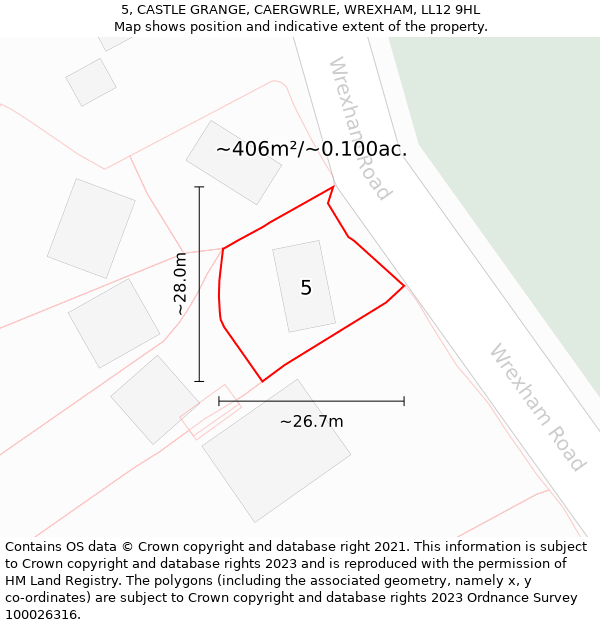 5, CASTLE GRANGE, CAERGWRLE, WREXHAM, LL12 9HL: Plot and title map