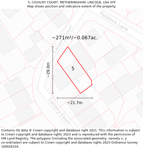 5, CAVALRY COURT, METHERINGHAM, LINCOLN, LN4 3YP: Plot and title map