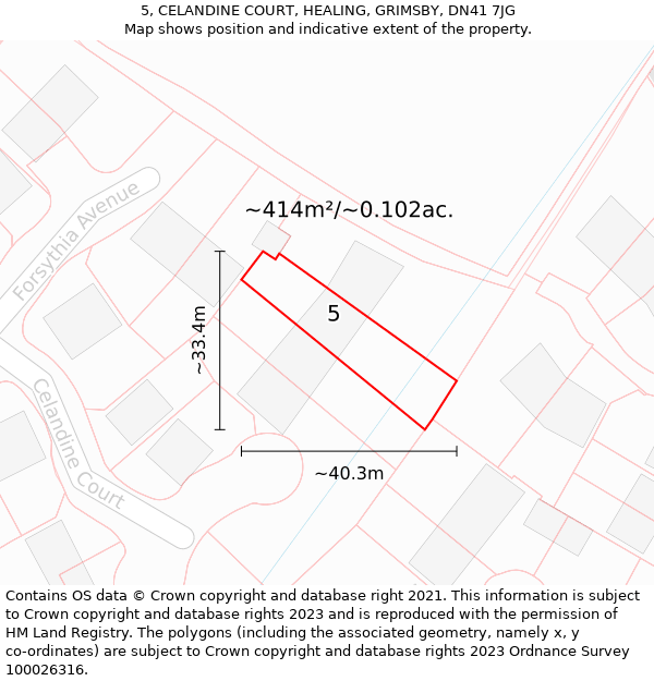 5, CELANDINE COURT, HEALING, GRIMSBY, DN41 7JG: Plot and title map