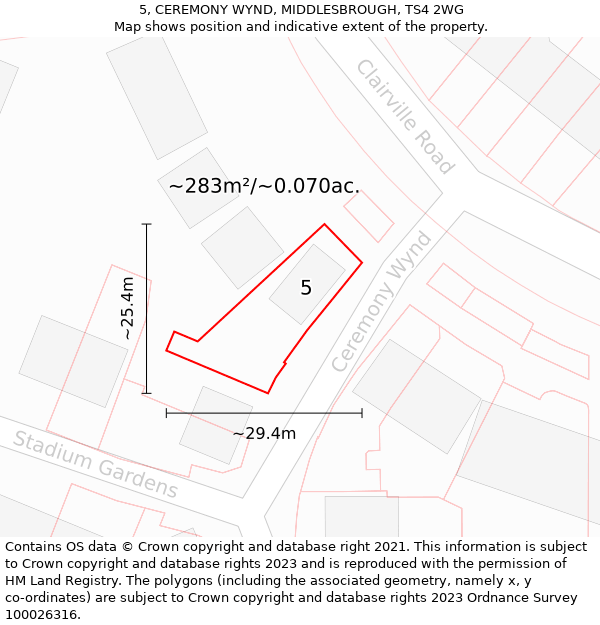 5, CEREMONY WYND, MIDDLESBROUGH, TS4 2WG: Plot and title map