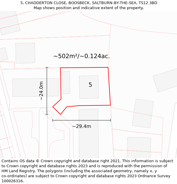 5, CHADDERTON CLOSE, BOOSBECK, SALTBURN-BY-THE-SEA, TS12 3BD: Plot and title map