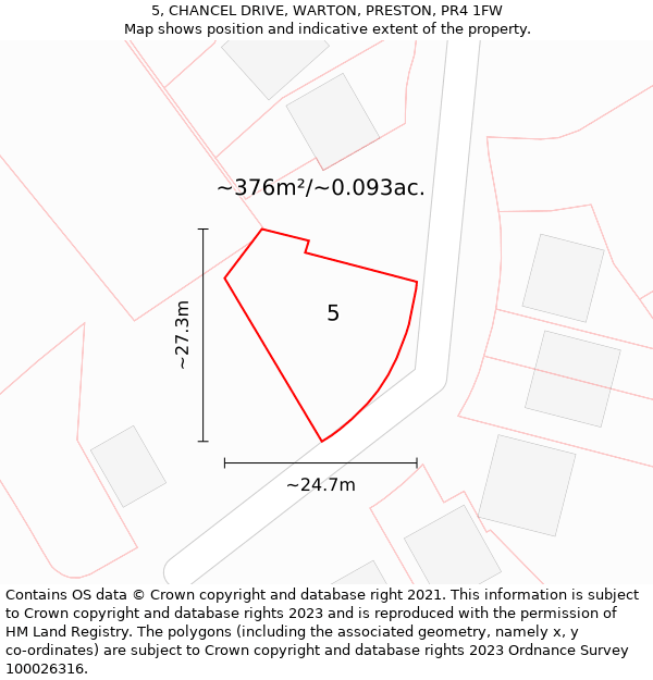 5, CHANCEL DRIVE, WARTON, PRESTON, PR4 1FW: Plot and title map