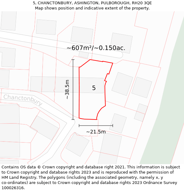 5, CHANCTONBURY, ASHINGTON, PULBOROUGH, RH20 3QE: Plot and title map