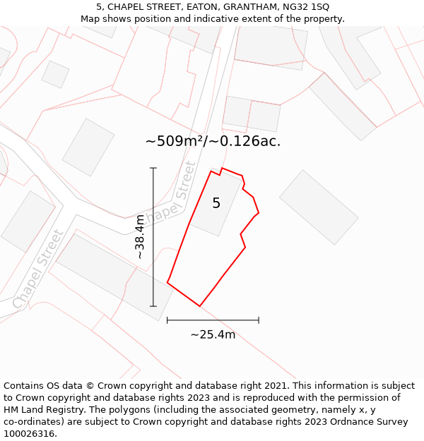 5, CHAPEL STREET, EATON, GRANTHAM, NG32 1SQ: Plot and title map