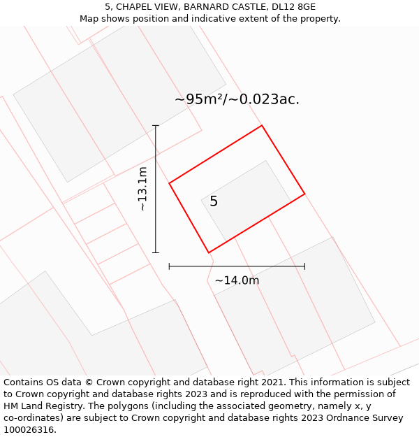 5, CHAPEL VIEW, BARNARD CASTLE, DL12 8GE: Plot and title map