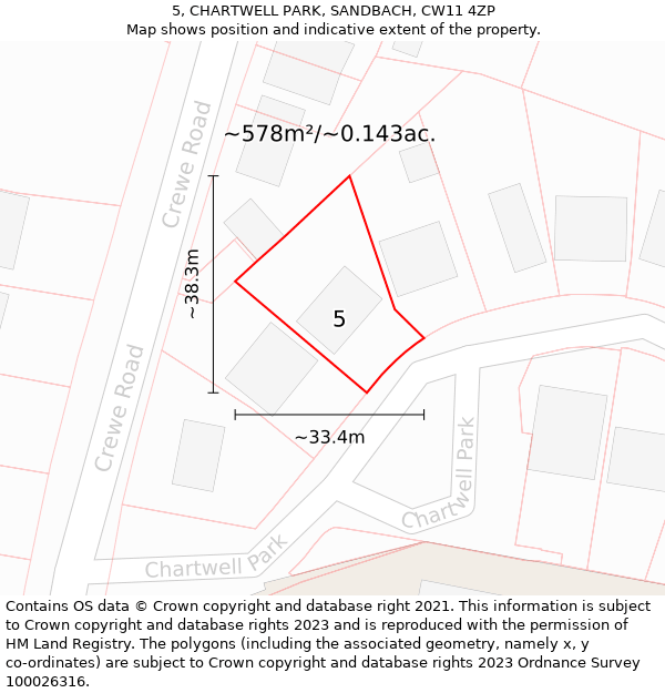 5, CHARTWELL PARK, SANDBACH, CW11 4ZP: Plot and title map