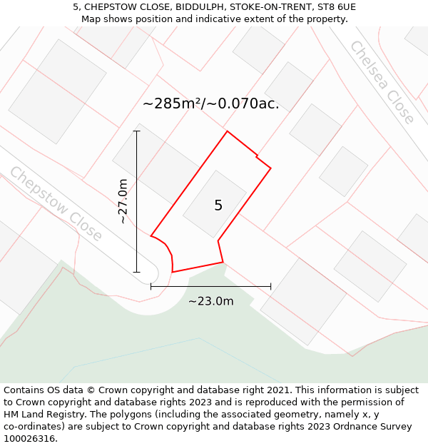 5, CHEPSTOW CLOSE, BIDDULPH, STOKE-ON-TRENT, ST8 6UE: Plot and title map