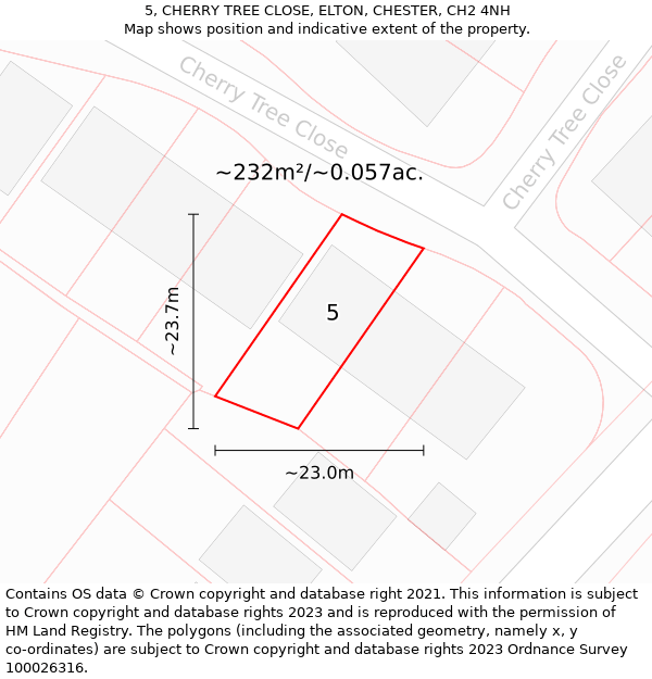 5, CHERRY TREE CLOSE, ELTON, CHESTER, CH2 4NH: Plot and title map