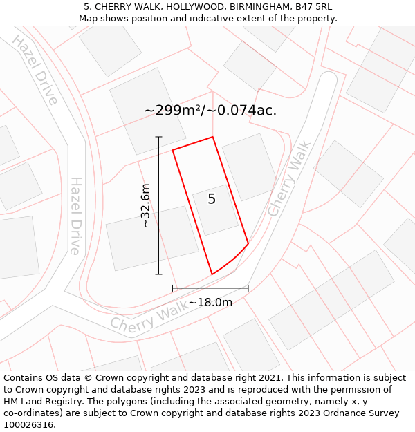 5, CHERRY WALK, HOLLYWOOD, BIRMINGHAM, B47 5RL: Plot and title map