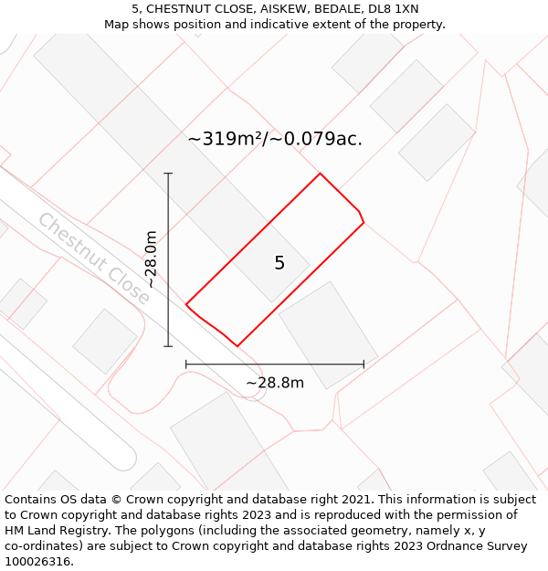 5, CHESTNUT CLOSE, AISKEW, BEDALE, DL8 1XN: Plot and title map