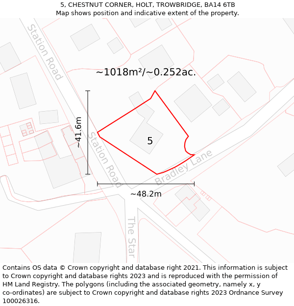 5, CHESTNUT CORNER, HOLT, TROWBRIDGE, BA14 6TB: Plot and title map