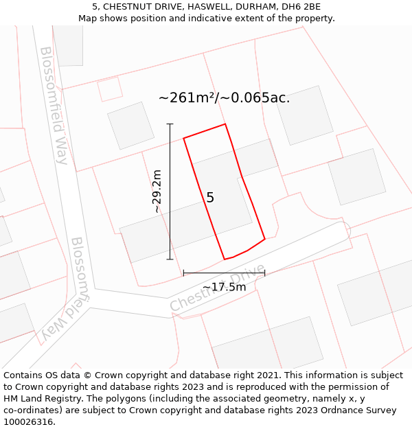 5, CHESTNUT DRIVE, HASWELL, DURHAM, DH6 2BE: Plot and title map