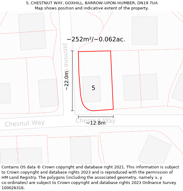 5, CHESTNUT WAY, GOXHILL, BARROW-UPON-HUMBER, DN19 7UA: Plot and title map