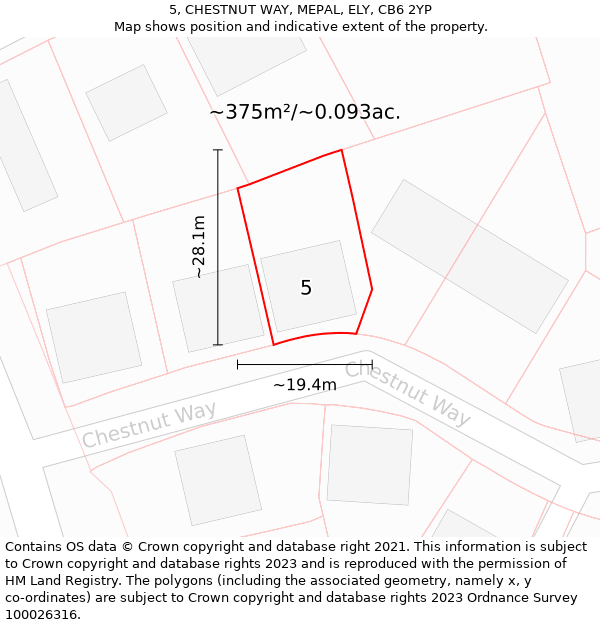 5, CHESTNUT WAY, MEPAL, ELY, CB6 2YP: Plot and title map