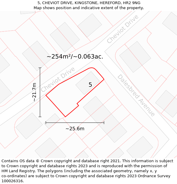 5, CHEVIOT DRIVE, KINGSTONE, HEREFORD, HR2 9NG: Plot and title map