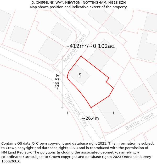 5, CHIPMUNK WAY, NEWTON, NOTTINGHAM, NG13 8ZH: Plot and title map