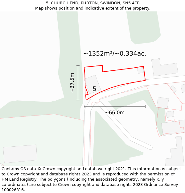 5, CHURCH END, PURTON, SWINDON, SN5 4EB: Plot and title map