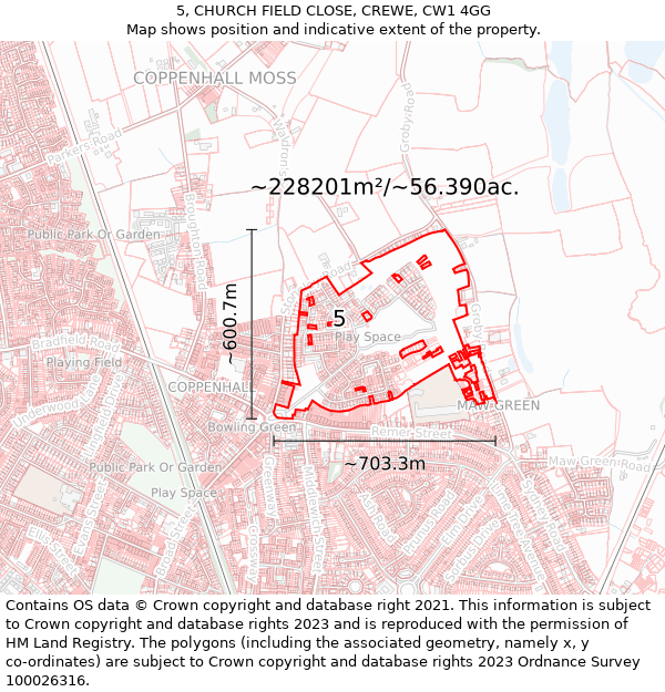 5, CHURCH FIELD CLOSE, CREWE, CW1 4GG: Plot and title map