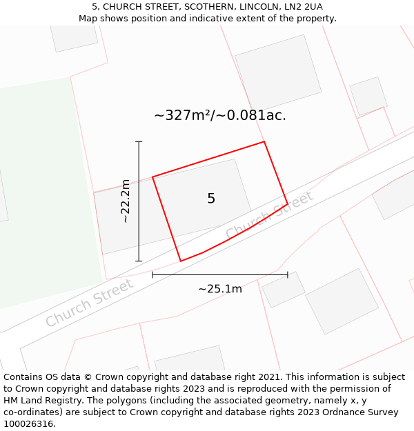 5, CHURCH STREET, SCOTHERN, LINCOLN, LN2 2UA: Plot and title map
