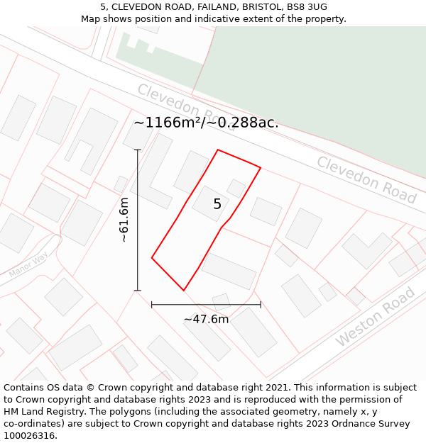 5, CLEVEDON ROAD, FAILAND, BRISTOL, BS8 3UG: Plot and title map