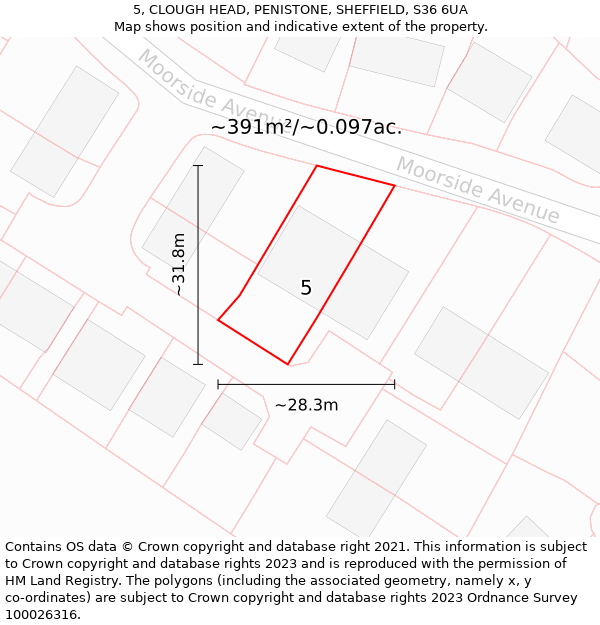 5, CLOUGH HEAD, PENISTONE, SHEFFIELD, S36 6UA: Plot and title map