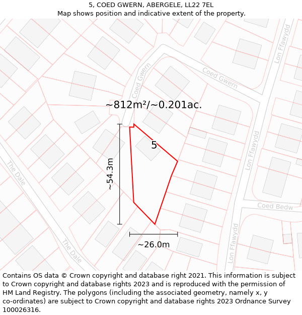 5, COED GWERN, ABERGELE, LL22 7EL: Plot and title map