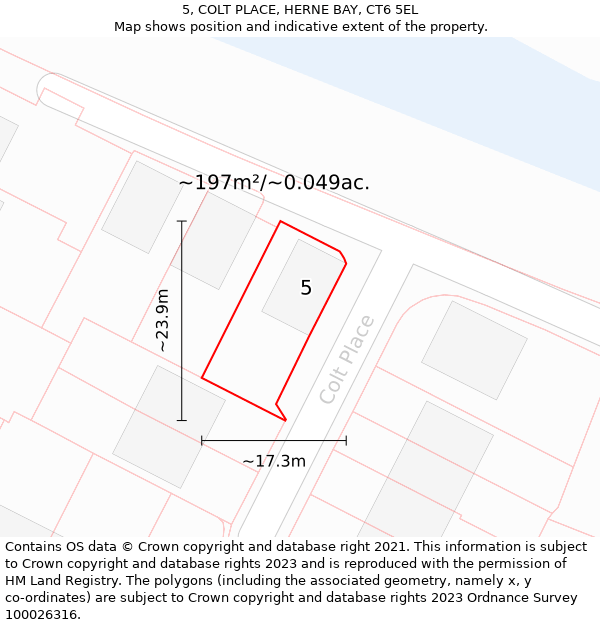 5, COLT PLACE, HERNE BAY, CT6 5EL: Plot and title map