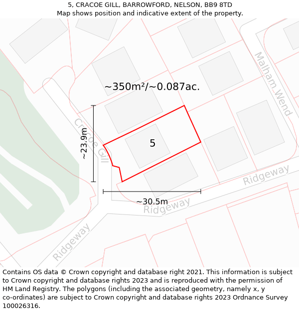 5, CRACOE GILL, BARROWFORD, NELSON, BB9 8TD: Plot and title map