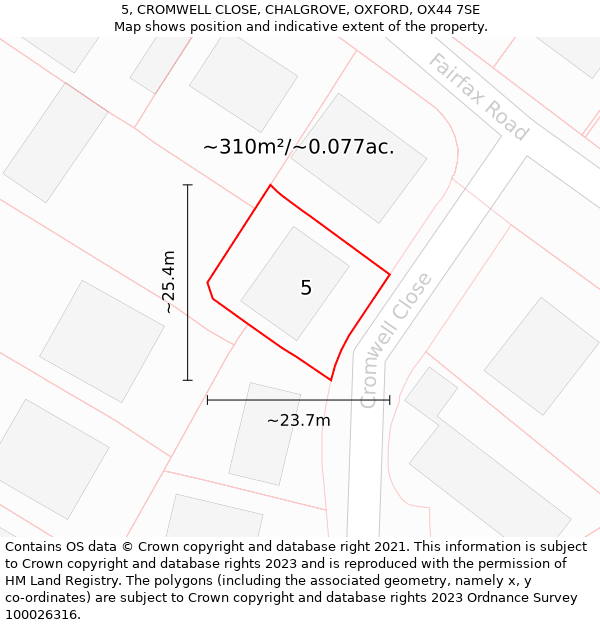 5, CROMWELL CLOSE, CHALGROVE, OXFORD, OX44 7SE: Plot and title map