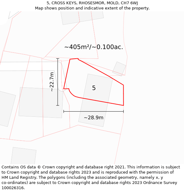 5, CROSS KEYS, RHOSESMOR, MOLD, CH7 6WJ: Plot and title map