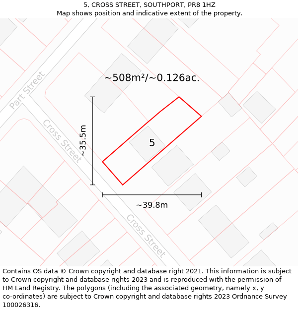 5, CROSS STREET, SOUTHPORT, PR8 1HZ: Plot and title map