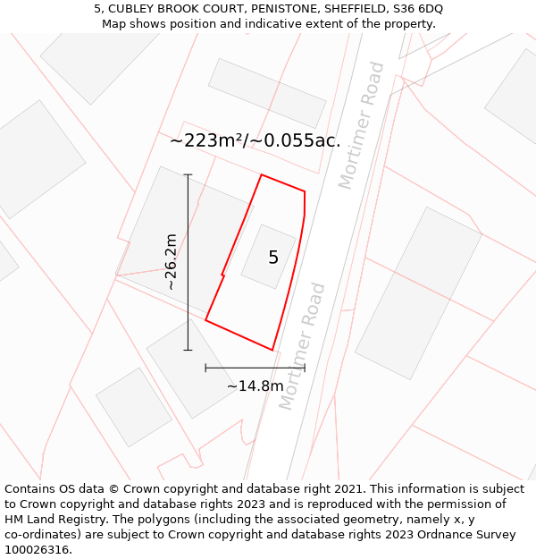 5, CUBLEY BROOK COURT, PENISTONE, SHEFFIELD, S36 6DQ: Plot and title map