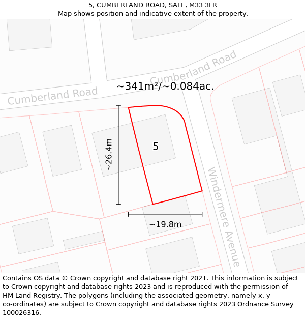 5, CUMBERLAND ROAD, SALE, M33 3FR: Plot and title map